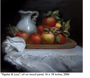 Apples and Lace, Oil on Wood Panel, 16 x 18 in., 2006